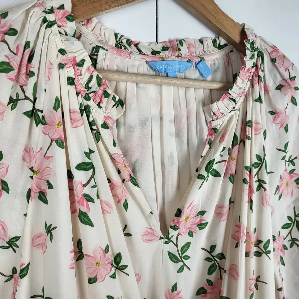 Draper James Kellie Babydoll in Floral Magnolia Dress w/ Billowing Sleeves | L - Picture 6 of 15